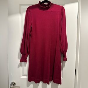 Burgundy long sleeve turtleneck dress